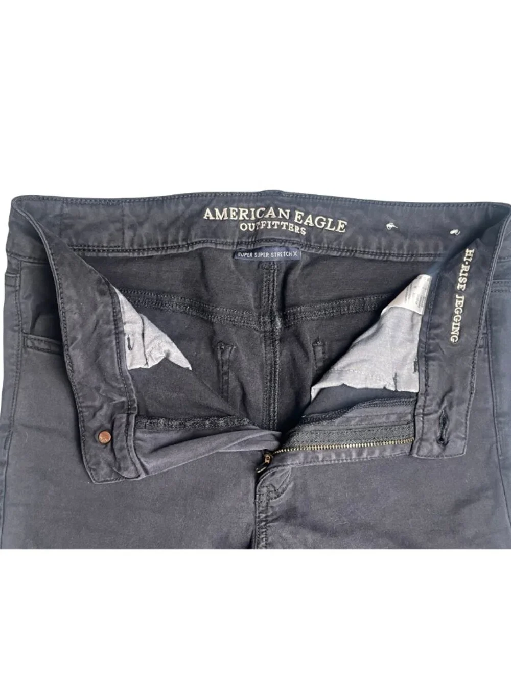 American Eagle Super Super Stretch X Hi-Rise Jegging Black Gray Size 6 Regular